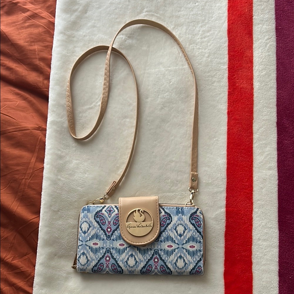 Gloria Vanderbild Blue And Beige Crossbody Bag/Clutch